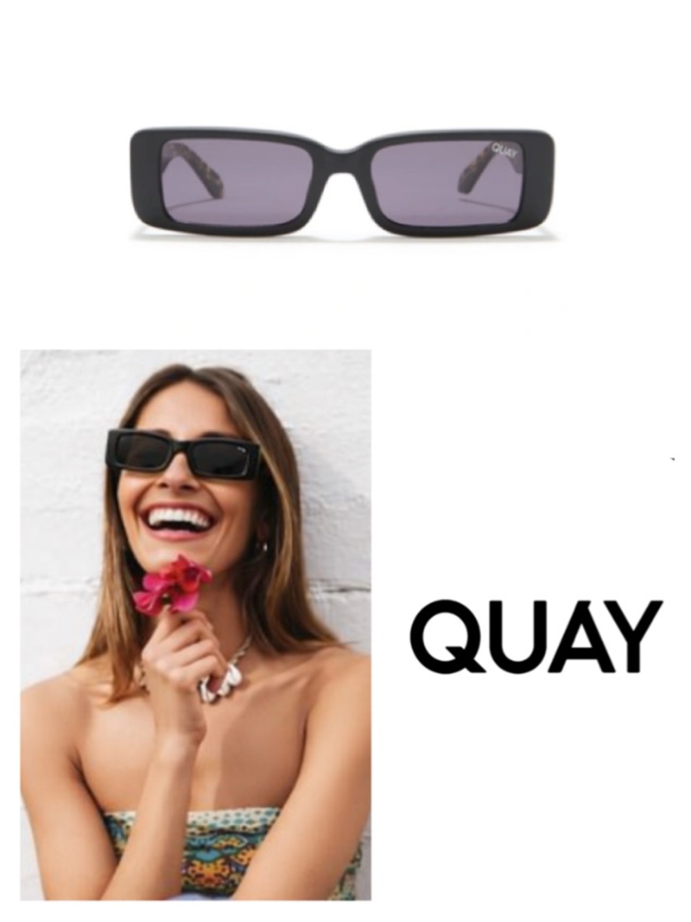 NEW!  Quay Australia Art School 36mm Rectangle Sunglasses